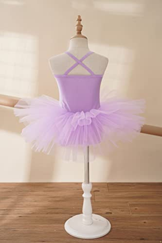 IEFIEL Vestido de Danza Ballet Cisne para Niña Maillot Lentejuelas Leotardo Ballet de sin Manga con Falda Tutú Disfraz de Bailarina 4-16 Años Morado 4-5 años