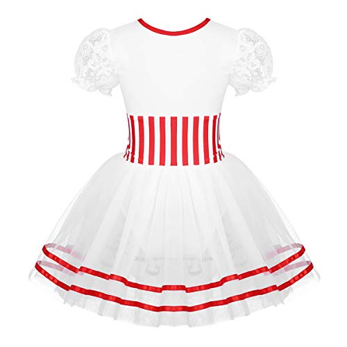 IEFIEL Vestido de Danza Ballet Niña Vestido Manga Corta de Danza Moderna Vestido Princesa Gasa de Fiesta Maillot Ballet Niña Rojo 12 años