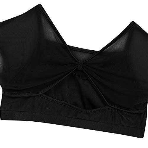 IEFIEL Vestido de Danza Ballet Para Niña Maillot Lentejuelas de Patinaje Artistico Vestido Gasa de Danza Lirica Traje de Danza Contemporánea Negro 10 años