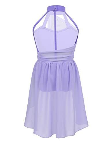 IEFIEL Vestido de Danza Ballet para Niña Sin Manga Vestido Tul de Danza Lírica Clásica Maillot de Gimnasia Rítmica Patinaje Disfraz de Bailarina 6-16 Años Morado 12 años