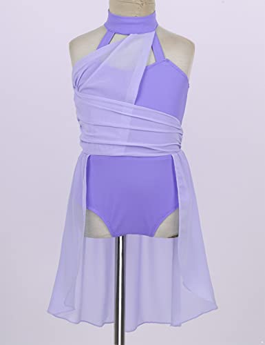 IEFIEL Vestido de Danza Ballet para Niña Sin Manga Vestido Tul de Danza Lírica Clásica Maillot de Gimnasia Rítmica Patinaje Disfraz de Bailarina 6-16 Años Morado 12 años