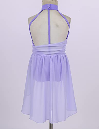 IEFIEL Vestido de Danza Ballet para Niña Sin Manga Vestido Tul de Danza Lírica Clásica Maillot de Gimnasia Rítmica Patinaje Disfraz de Bailarina 6-16 Años Morado 12 años