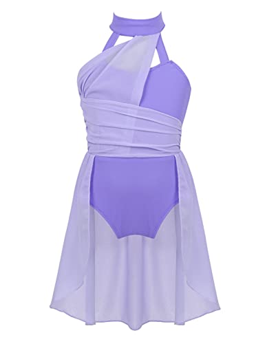 IEFIEL Vestido de Danza Ballet para Niña Sin Manga Vestido Tul de Danza Lírica Clásica Maillot de Gimnasia Rítmica Patinaje Disfraz de Bailarina 6-16 Años Morado 12 años