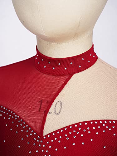 IEFIEL Vestido de Patinaje Artistico para Niña Vestido Lentejuela de Gimnasia Ritmica Vestido Brillante de Danza Ballet Niña 4-14 años Z Rojo 9-10 años