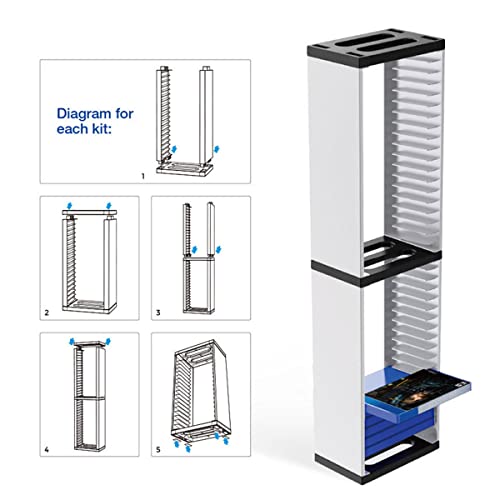 iFCOW Torre de almacenamiento de juegos para PS5, caja de discos de juegos, soporte para estante de almacenamiento PS5, capacidad para 36 discos de juego