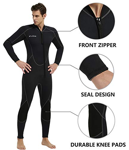 IFLOVE Man Monopiece Wetsuit 3 mm Traje de Neopreno de para Hombre, Manga Larga, Mono Pieza, Surf, Snorkel S