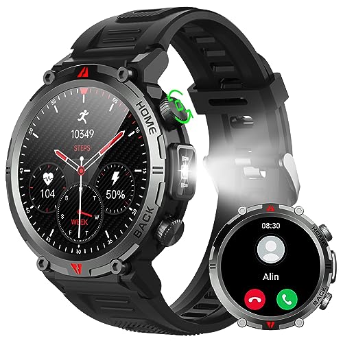 IFMDA Reloj Inteligente Hombre Mujer, 1,45" Smartwatch Hombre con Alertas Whatsapp, 300 mAh Reloj Deportivo con Podómetro, Llamada Bluetooth, Pulsómetro, Monitor de Sueño para Android iOS