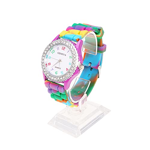 ifundom Reloj de señora con tachuelas de diamante de silicona de camuflaje hermoso reloj de mujer para uso de mujeres (púrpura) accesorios de teléfono de llamada para mujeres y hombres