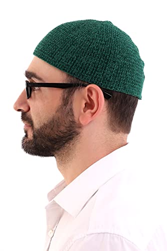 ihvan online Sombreros Kufi musulmanes turcos de invierno para hombres, Taqiya, Takke, Peci, Sombreros islámicos, regalos islámicos, tamaño estándar, verde, Talla única