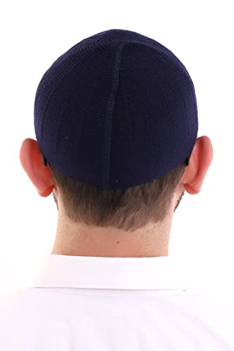 ihvan online Turco musulmán invierno lana kufi sombreros para hombres, taqiya, takke, peci, gorras islámicas, regalos islámicos, tamaño estándar, Navy Style 4, Talla única