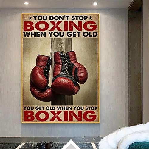 IIGOCG Lienzo Paredes 40x60cm sin marco Boxeo Arte Boxeo obtienes pintura de motivación antiguo póster vertical para gimnasio decoración del hogar