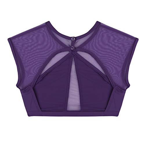 iiniim 2 Piezas Traje de Danza Lírica Contemporánea para Mujer Chica Vestido Elegante de Ballet Baile Conjunto Criss Cross Crop Top + Falda Corta Irregular Fiesta Actuación A Morado XS