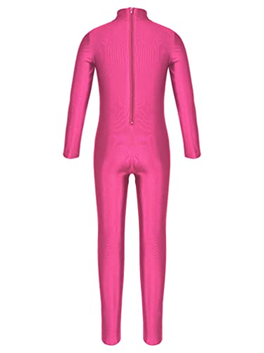 iiniim Maillot Manga Larga con Cremallera Niña Ballet Danza Gimnasia Ritmica Artística Leotardo Clásico Elástico Bailarina Leotard Mono Unitard Invierno Dancewear para Chicas Rosa Oscuro 3-4 años