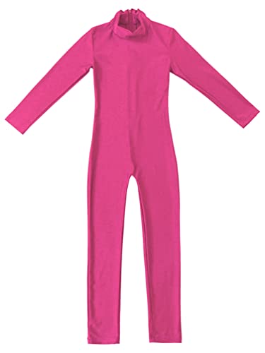 iiniim Maillot Manga Larga con Cremallera Niña Ballet Danza Gimnasia Ritmica Artística Leotardo Clásico Elástico Bailarina Leotard Mono Unitard Invierno Dancewear para Chicas Rosa Oscuro 3-4 años