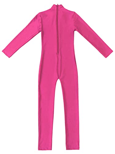 iiniim Maillot Manga Larga con Cremallera Niña Ballet Danza Gimnasia Ritmica Artística Leotardo Clásico Elástico Bailarina Leotard Mono Unitard Invierno Dancewear para Chicas Rosa Oscuro 3-4 años