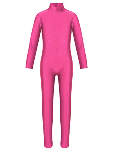 iiniim Maillot Manga Larga con Cremallera Niña Ballet Danza Gimnasia Ritmica Artística Leotardo Clásico Elástico Bailarina Leotard Mono Unitard Invierno Dancewear para Chicas Rosa Oscuro 3-4 años