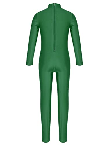 iiniim Maillot Manga Larga con Cremallera Niña Ballet Danza Gimnasia Ritmica Artística Leotardo Clásico Elástico Bailarina Leotard Mono Unitard Invierno Dancewear para Chicas Verde 5-6 años