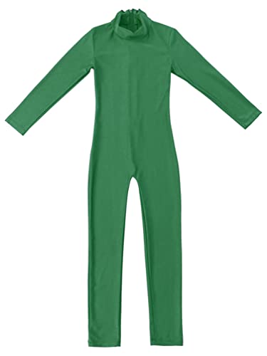 iiniim Maillot Manga Larga con Cremallera Niña Ballet Danza Gimnasia Ritmica Artística Leotardo Clásico Elástico Bailarina Leotard Mono Unitard Invierno Dancewear para Chicas Verde 5-6 años