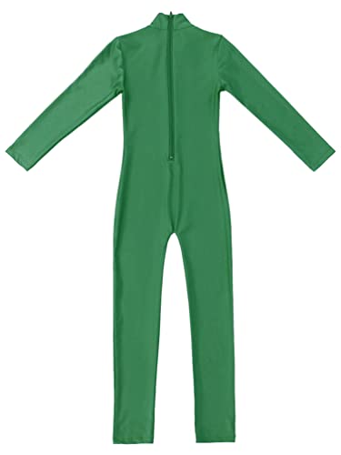 iiniim Maillot Manga Larga con Cremallera Niña Ballet Danza Gimnasia Ritmica Artística Leotardo Clásico Elástico Bailarina Leotard Mono Unitard Invierno Dancewear para Chicas Verde 5-6 años