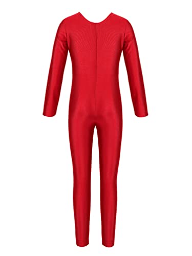 iiniim Maillot Manga Larga Niña Bodies Jumpsuit Deportivo Mono Leotardo Gimnasia Body Elástico Ropa de Deporte Invierno para Niños Niñas Unitard Dancewear A Rojo 5-6 años