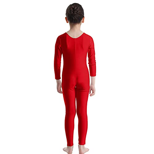 iiniim Maillot Manga Larga Niña Bodies Jumpsuit Deportivo Mono Leotardo Gimnasia Body Elástico Ropa de Deporte Invierno para Niños Niñas Unitard Dancewear A Rojo 5-6 años