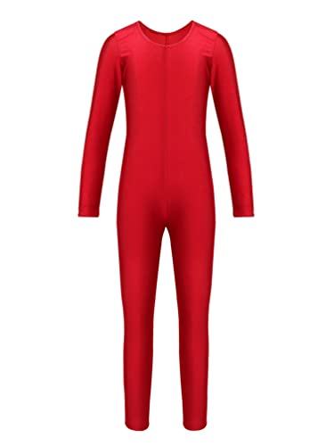 iiniim Maillot Manga Larga Niña Bodies Jumpsuit Deportivo Mono Leotardo Gimnasia Body Elástico Ropa de Deporte Invierno para Niños Niñas Unitard Dancewear A Rojo 5-6 años