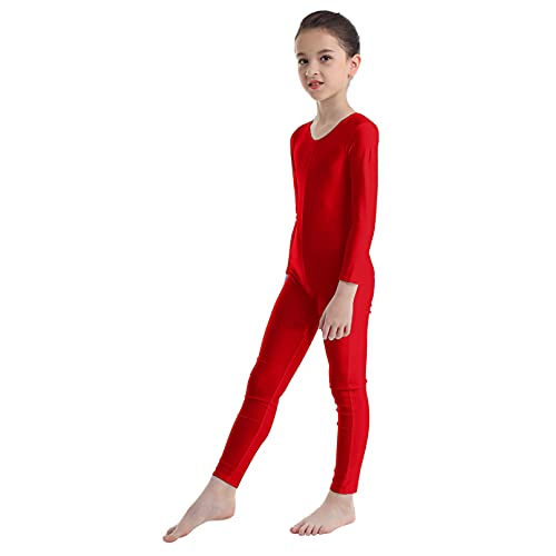 iiniim Maillot Manga Larga Niña Bodies Jumpsuit Deportivo Mono Leotardo Gimnasia Body Elástico Ropa de Deporte Invierno para Niños Niñas Unitard Dancewear A Rojo 5-6 años