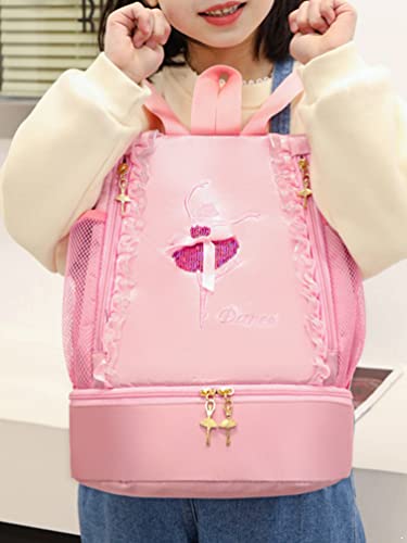 iiniim Mochila Bordada de Niña Mochila Infantil de Ballet Danza Bolsa Personalizada para Las Niñas Rosa D Talla única