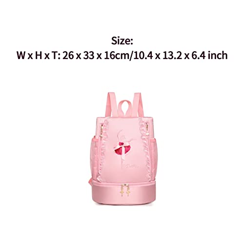 iiniim Mochila Bordada de Niña Mochila Infantil de Ballet Danza Bolsa Personalizada para Las Niñas Rosa D Talla única