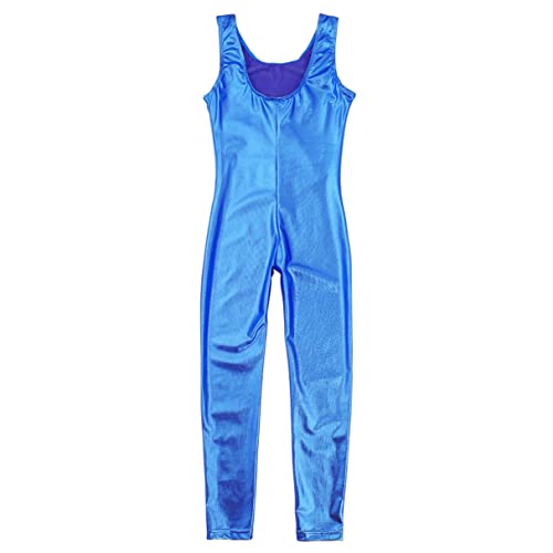 iiniim Niña Maillot Ballet sin Mangas Body Leotardo Cuerpo Pantalon Larga Completo Mono de Danza Gimnasia Baile Fiesta Trajes de Ballet A Azul 10-12 años