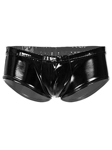 iiniim S-L Atractivo Hombre Ropa Interior De Charol Boxeador Bragas Pantalones Cortos Ropa Interior Calzoncillos con Junta Tórica para Los Hombres Negro A L