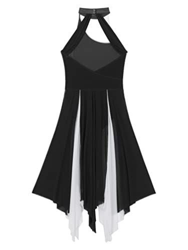 iiniim Vestido de Baile Lírica y Contemporánea para Mujer Vestido de Danza Mujer sin Manga Maillot de Patinaje ArtísticoVestido de Fiesta Actuación Salsa Tango Latín Verano A Negro A XL