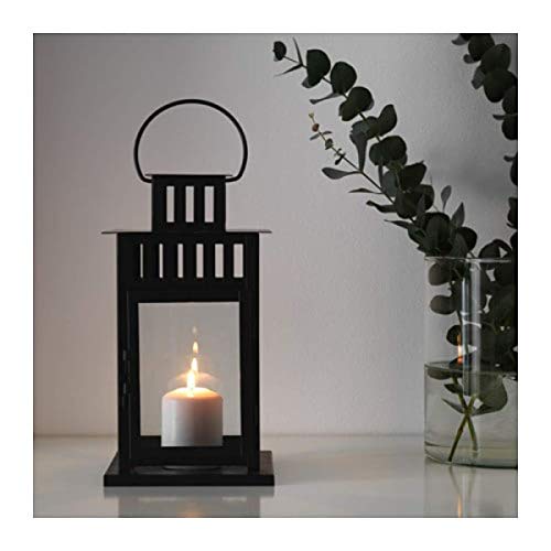 IKEA Borrby - Farol para vela de bloque, color negro, para interiores/exteriores, 101.561.09, tamaño 11 pulgadas