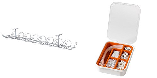 IKEA - Conjunto de gestión de Cables (Incluye un Cable de señal IKEA de gestión Horizontal (Plata, 27 ½ Pulgadas) y un Conjunto de gestión de Cables IKEA Fixa (114 Piezas)