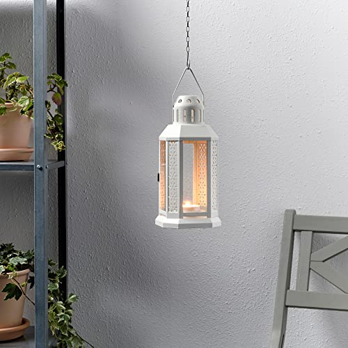 IKEA ENRUM - Farol para velas de té, interior y exterior, 22 cm, color blanco