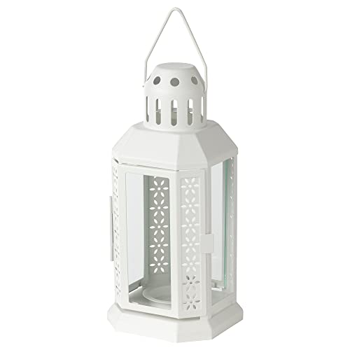 IKEA ENRUM - Farol para velas de té, interior y exterior, 22 cm, color blanco