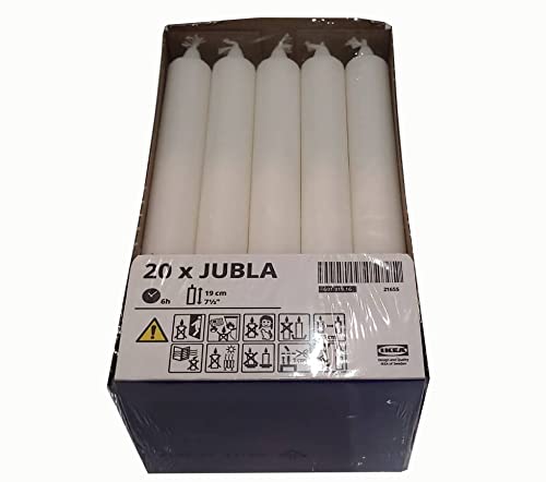 IKEA JUBLA - Velas incandescentes (aroma neutro, 20 unidades), color blanco