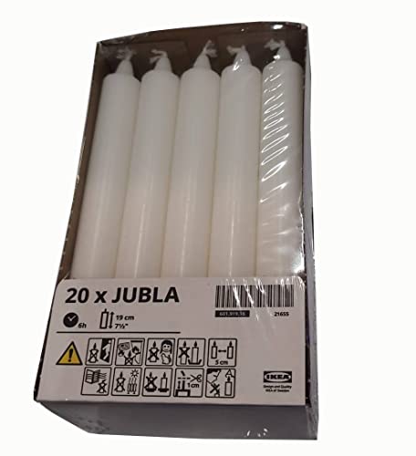 IKEA JUBLA - Velas incandescentes (aroma neutro, 20 unidades), color blanco