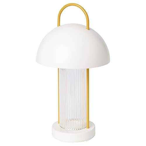 IKEA SOMMARLåNKE - Lámpara de mesa LED decorativa, 33 cm, vidrio amarillo/funciona con pilas para exteriores