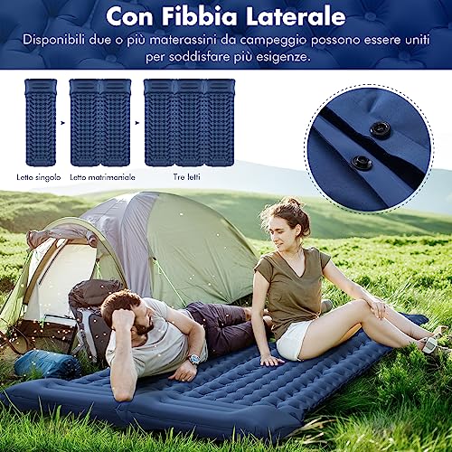 ikkle Esterilla Camping Autoinflable, 10cm de Espesor Hinchable Colchón de Aire Acampada con Almohada, Colchoneta Camping Aislante Plegable y Impermeable para Exteriores, Acampar, Viajes, Senderismo