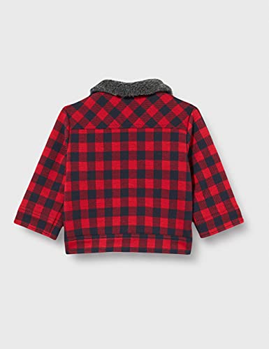 IKKS JUNIOR Veste en Maille Marine et à Chaqueta DE Punto, Navy/Rouge Carreaux, 6 mois para Niños