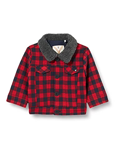 IKKS JUNIOR Veste en Maille Marine et à Chaqueta DE Punto, Navy/Rouge Carreaux, 6 mois para Niños