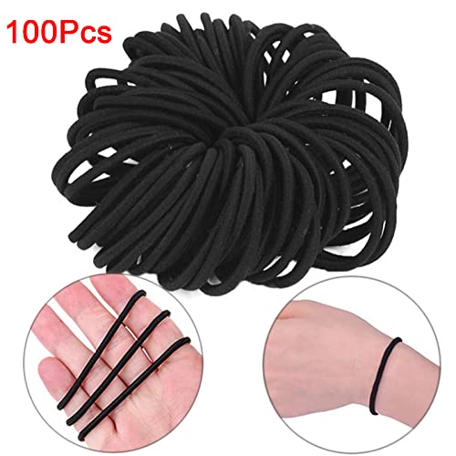 ILamourCar Gomas de Pelo, 100 Piezas Elástico Pelo Gomas, Coletero Negro, Pequeñas Coleteros Elásticos para el Pelo Grueso y Rizado para Mujeres y Niñas