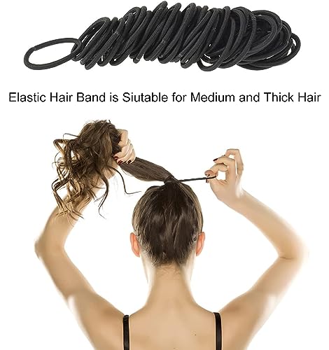 ILamourCar Gomas de Pelo, 100 Piezas Elástico Pelo Gomas, Coletero Negro, Pequeñas Coleteros Elásticos para el Pelo Grueso y Rizado para Mujeres y Niñas