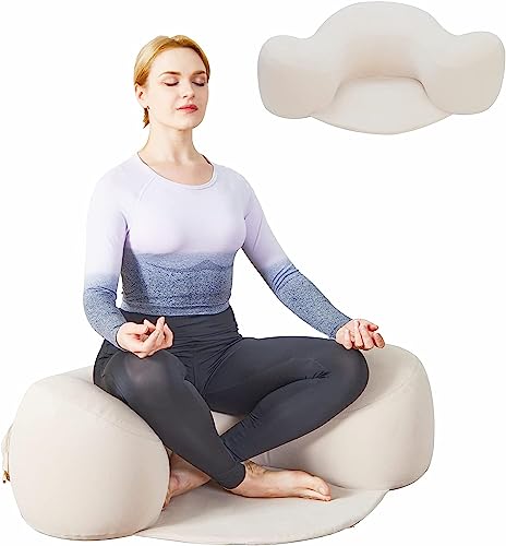 ILEISURELY Cojín inflable de meditación – Cojín de suelo grande – Asiento de loto clásico confort – Con funda de tela lavable plegable – Uso multiusos para descansar, meditar, trabajar y leer