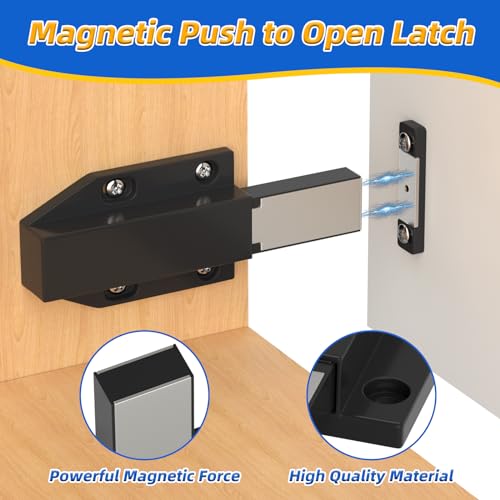 Iman Cierre Push to Open Jiayi 4 Piezas Push Armarios Cierre Puerta Presion Magnetica Sistema Push para Puertas Pestillo Magnetico Amortiguador para Cocina Cajon Cerradore Mueble Cerrojo Cerradura