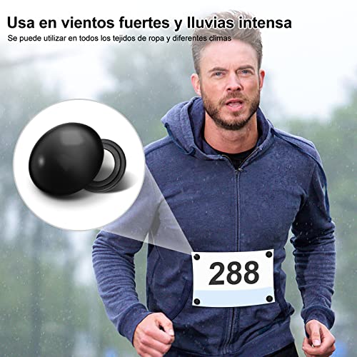 Imanes Dorsales Running, Opret Fijación Magnética Dorsal (4 Pack), Imanes Porta Dorsales para La Fijación del Número de Carrera, Accesorios de Maratón (Negro)