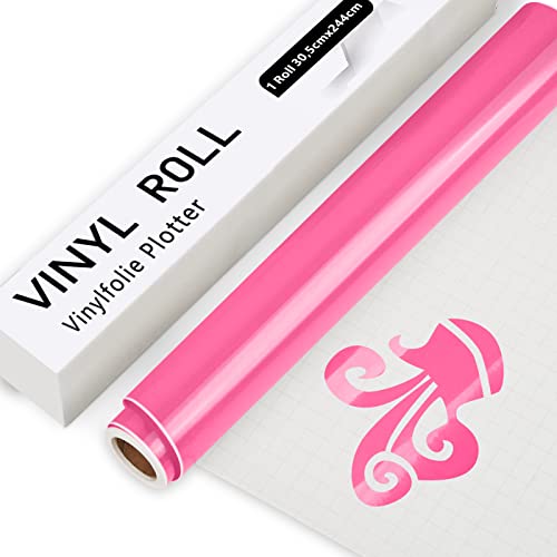 IModeur Rosa Vinilo Permanente Rollo, 30,5 cm x 244 cm de Vinilo Adhesivo Rosa Brillante, Vinilo Rosa para Cricut, Silhouette Cameo, la mayoría de las máquinas de corte