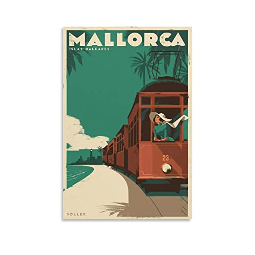 Imprimir En Lienzo Vintage Poster Mallorca Wall Art Posters para la estética de la habitación 60x90cm Sin Marco