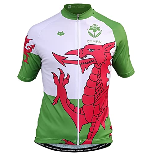 Impsport Wales Dragon - Camiseta deportiva para ciclismo, verde, XXL